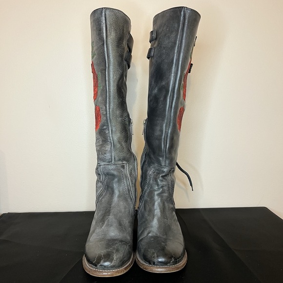Freebird by Steven Leather Cyrus Boots Embroidered Roses Size 7 RARE - Picture 4 of 12